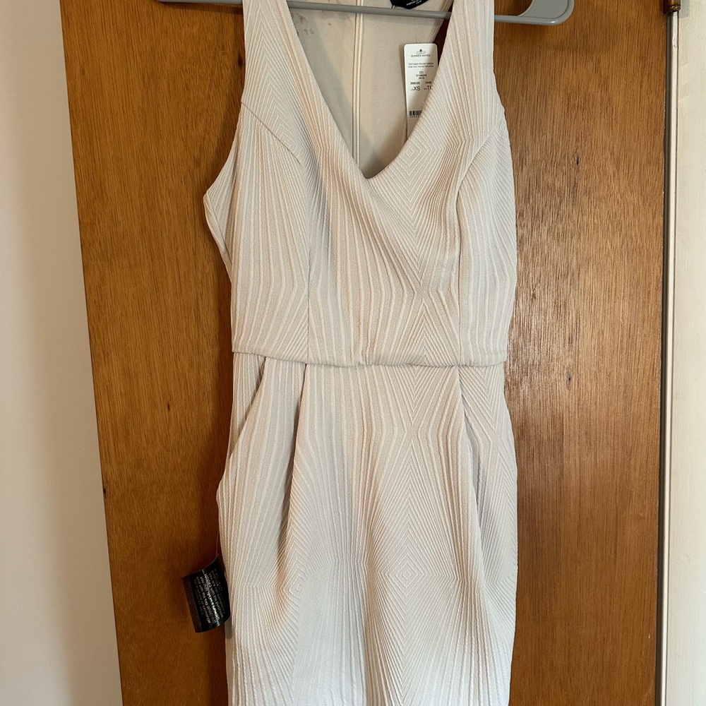 Bebe Cream V-Neck Mini Dress
